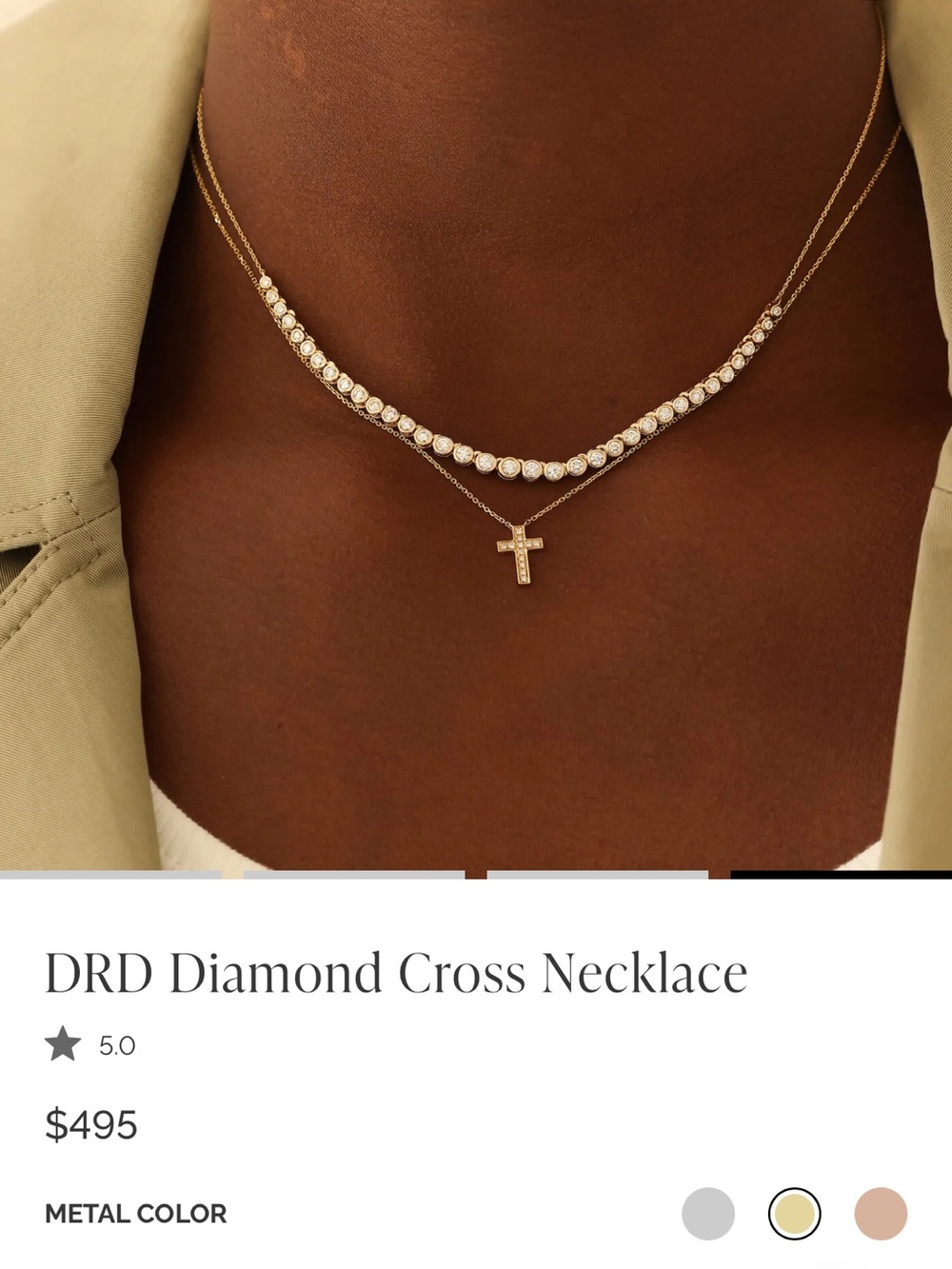 DRD Dana Rebecca Diamond Cross Necklace | 14K Yellow Gold | 18” - Picture 5 of 8